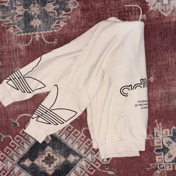 Adidas Men's Cream Hoodie with Black Accents - Picture 8 of 9